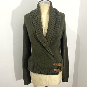 Ralph Lauren V-Neck Olive Green Sweater Women's Size Medium